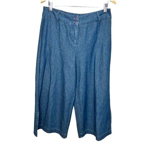 Vintage Pants - Vintage High Rise Wide  Leg Denim Capris size 8